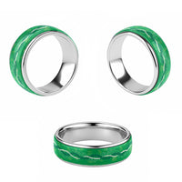 Hawaii Maile Lei Classic Ring With Green Monstera Pattern - Polynesian Pride