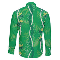Hawaii Maile Lei Family Matching Puletasi and Hawaiian Shirt With Green Monstera Pattern