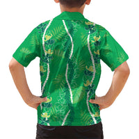 Hawaii Maile Lei Family Matching Short Sleeve Bodycon Dress and Hawaiian Shirt With Green Monstera Pattern