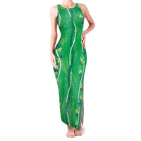 Hawaii Maile Lei Family Matching Tank Maxi Dress and Hawaiian Shirt With Green Monstera Pattern