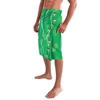Hawaii Maile Lei Lavalava With Green Monstera Pattern