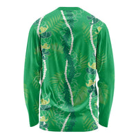 Hawaii Maile Lei Long Sleeve Shirt With Green Monstera Pattern