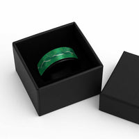 Hawaii Maile Lei Spinner Ring With Green Monstera Pattern - Polynesian Pride