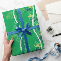 Hawaii Maile Lei Wrapping Paper With Green Monstera Pattern - Polynesian Pride