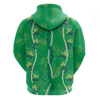 Hawaii Maile Lei Zip Hoodie With Green Monstera Pattern LT05 - Polynesian Pride