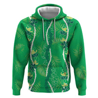Hawaii Maile Lei Zip Hoodie With Green Monstera Pattern LT05 Pullover Hoodie Green - Polynesian Pride