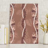 Hawaii Maile Lei Canvas Wall Art With Brown Monstera Pattern