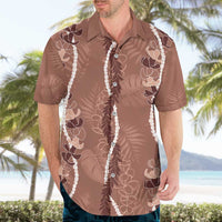 Hawaii Maile Lei Hawaiian Shirt With Brown Monstera Pattern