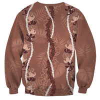 Hawaii Maile Lei Sweatshirt With Brown Monstera Pattern