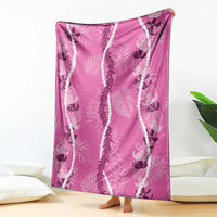 Hawaii Maile Lei Blanket With Pink Monstera Pattern
