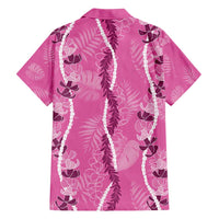 Hawaii Maile Lei Family Matching Short Sleeve Bodycon Dress and Hawaiian Shirt With Pink Monstera Pattern