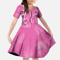 Hawaii Maile Lei Family Matching Tank Maxi Dress and Hawaiian Shirt With Pink Monstera Pattern