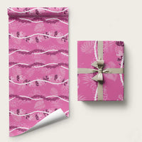 Hawaii Maile Lei Wrapping Paper With Pink Monstera Pattern - Polynesian Pride