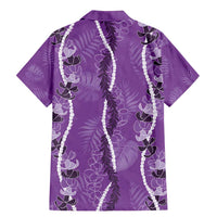 Hawaii Maile Lei Family Matching Mermaid Dress and Hawaiian Shirt With Violet Monstera Pattern