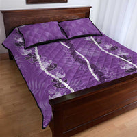 Hawaii Maile Lei Quilt Bed Set With Violet Monstera Pattern