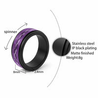 Hawaii Maile Lei Spinner Ring With Violet Monstera Pattern - Polynesian Pride