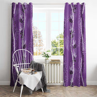 Hawaii Maile Lei Window Curtain With Violet Monstera Pattern