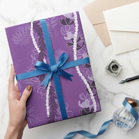 Hawaii Maile Lei Wrapping Paper With Violet Monstera Pattern - Polynesian Pride