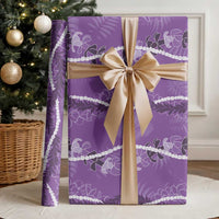 Hawaii Maile Lei Wrapping Paper With Violet Monstera Pattern - Polynesian Pride
