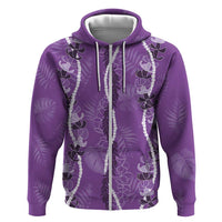Hawaii Maile Lei Zip Hoodie With Violet Monstera Pattern LT05 Zip Hoodie Violet - Polynesian Pride