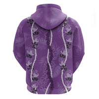 Hawaii Maile Lei Zip Hoodie With Violet Monstera Pattern LT05 - Polynesian Pride