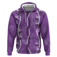 Hawaii Maile Lei Zip Hoodie With Violet Monstera Pattern LT05 Pullover Hoodie Violet - Polynesian Pride