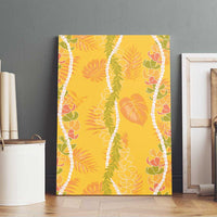 Hawaii Maile Lei Canvas Wall Art With Yellow Monstera Pattern