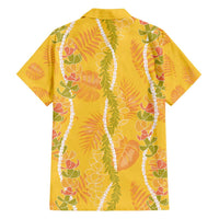 Hawaii Maile Lei Family Matching Off Shoulder Maxi Dress and Hawaiian Shirt With Yellow Monstera Pattern