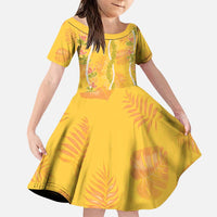Hawaii Maile Lei Family Matching Puletasi and Hawaiian Shirt With Yellow Monstera Pattern