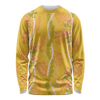 Hawaii Maile Lei Long Sleeve Shirt With Yellow Monstera Pattern