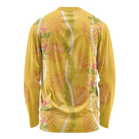 Hawaii Maile Lei Long Sleeve Shirt With Yellow Monstera Pattern