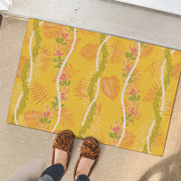Hawaii Maile Lei Rubber Doormat With Yellow Monstera Pattern