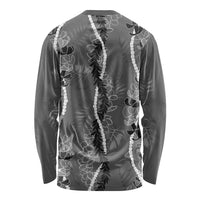 Hawaii Maile Lei Long Sleeve Shirt With Gray Monstera Pattern