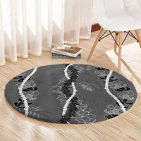 Hawaii Maile Lei Round Carpet With Gray Monstera Pattern
