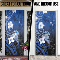 Polynesia Hammerhead Shark Door Cover Blue Tribal Pattern With Plumeria LT05 - Polynesian Pride