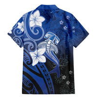 Polynesia Hammerhead Shark Family Matching Mermaid Dress and Hawaiian Shirt Blue Tribal Pattern With Plumeria LT05 - Polynesian Pride
