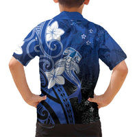 Polynesia Hammerhead Shark Hawaiian Shirt Blue Tribal Pattern With Plumeria LT05 - Polynesian Pride