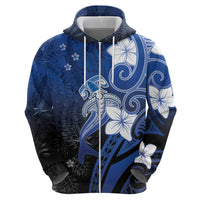 Polynesia Hammerhead Shark Hoodie Blue Tribal Pattern With Plumeria LT05 - Polynesian Pride