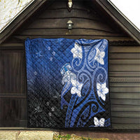 Polynesia Hammerhead Shark Quilt Blue Tribal Pattern With Plumeria LT05 - Polynesian Pride