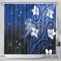 Polynesia Hammerhead Shark Shower Curtain Blue Tribal Pattern With Plumeria LT05 - Polynesian Pride