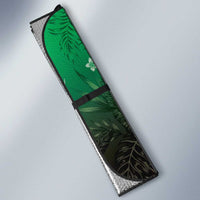 Polynesia Hammerhead Shark Auto Sun Shade Green Tribal Pattern With Plumeria - Polynesian Pride