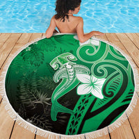 Polynesia Hammerhead Shark Beach Blanket Green Tribal Pattern With Plumeria LT05 - Polynesian Pride