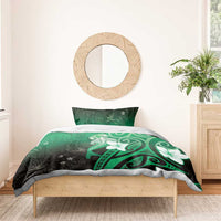 Polynesia Hammerhead Shark Bedding Set Green Tribal Pattern With Plumeria LT05 - Polynesian Pride
