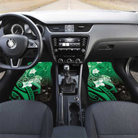 Polynesia Hammerhead Shark Car Mats Green Tribal Pattern With Plumeria LT05 Set 2pcs - Front Green - Polynesian Pride