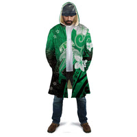 Polynesia Hammerhead Shark Cloak Green Tribal Pattern With Plumeria - Polynesian Pride