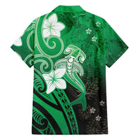 Polynesia Hammerhead Shark Hawaiian Shirt Green Tribal Pattern With Plumeria LT05 - Polynesian Pride