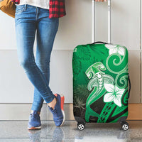 Polynesia Hammerhead Shark Luggage Cover Green Tribal Pattern With Plumeria LT05 - Polynesian Pride