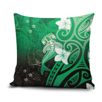 Polynesia Hammerhead Shark Pillow Cover Green Tribal Pattern With Plumeria LT05 Green - Polynesian Pride