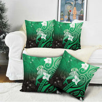 Polynesia Hammerhead Shark Pillow Cover Green Tribal Pattern With Plumeria LT05 - Polynesian Pride