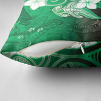 Polynesia Hammerhead Shark Pillow Cover Green Tribal Pattern With Plumeria LT05 - Polynesian Pride